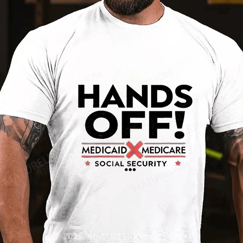 Maturelion Men's T-shirt Hands Off Cotton T-shirt