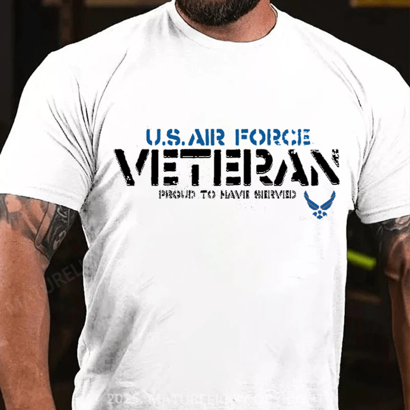 Maturelion Men's T-shirt US Air Force Veteran Cotton T-shirt
