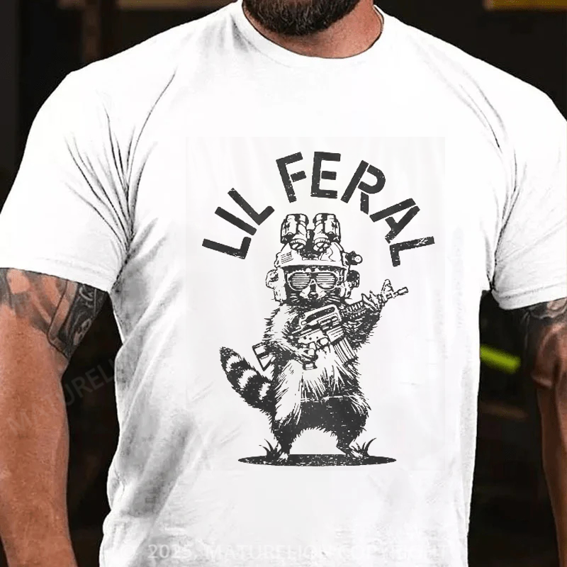 Maturelion Men's T-Shirt Lil Feral Raccoon Cotton T-Shirt