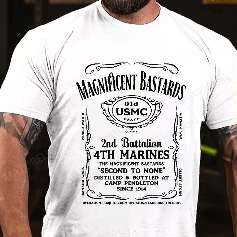 Maturelion Men's T-shirt Marines Whiskey Label Motto Cotton T-shirt