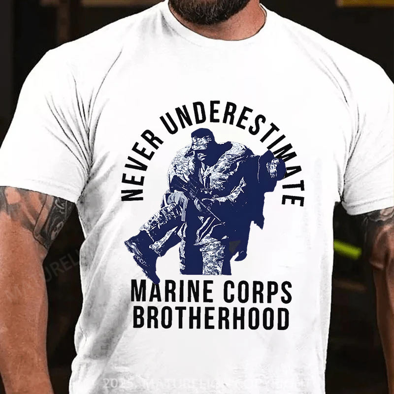 Maturelion Men's T-Shirt Never Underestimate Brotherhood Cotton T-Shirt