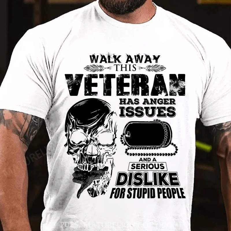 Maturelion Men's T-Shirt Veteran Skull Cotton T-Shirt