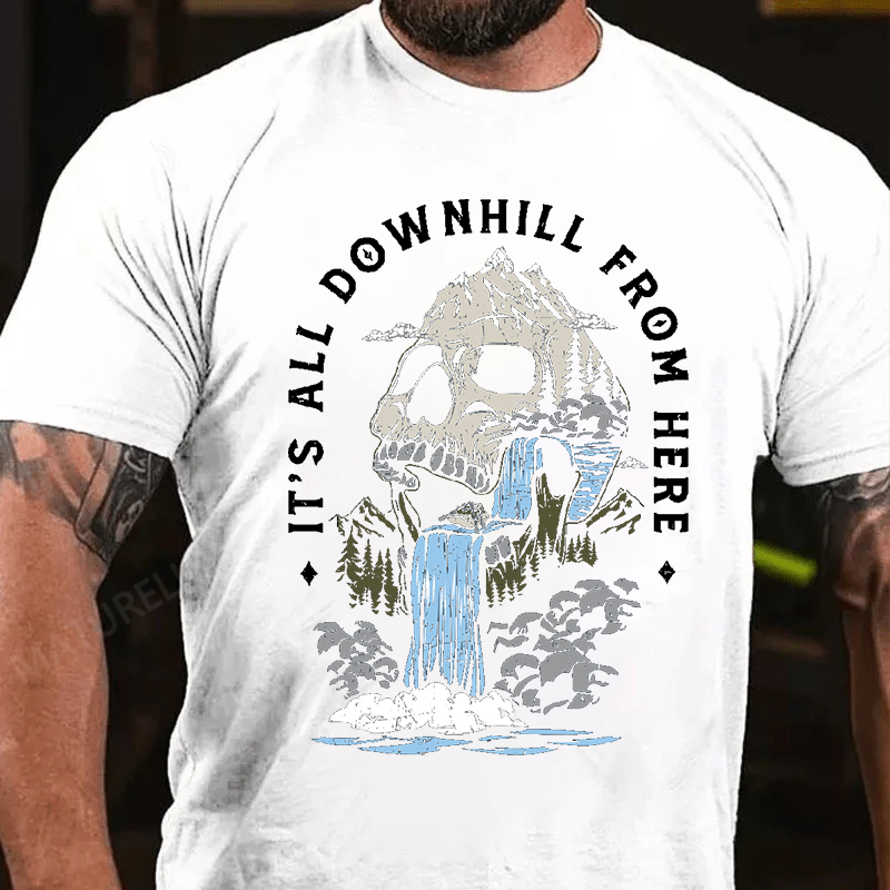Maturelion Men's T-Shirt It's All Downhill From Here Cotton T-Shirt