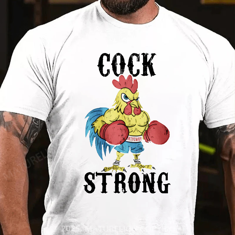 Maturelion Men's T-Shirt Boxing Chicken Cck Strong Cotton T-Shirt