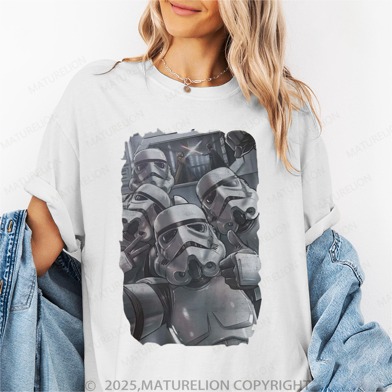 Maturelion Women's T-Shirt Vintage Star Wars Storm Strooper Selfie Cotton T-Shirt