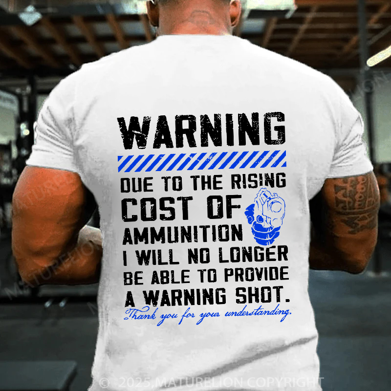Maturelion Men's T-Shirt Warning Shot Cotton T-Shirt