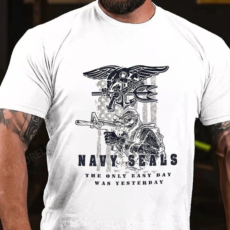 Maturelion Men's T-shirt Navy Seals Easy Day Cotton T-shirt