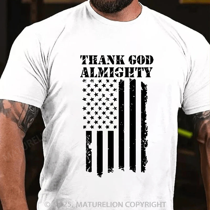 Maturelion Men's T-shirt Thank God Almighty Cotton T-shirt