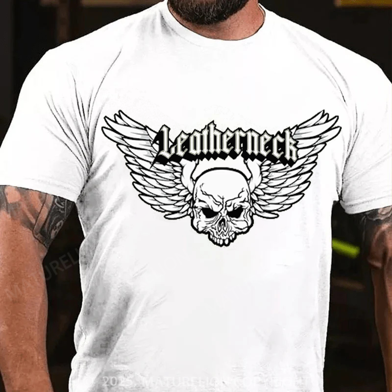 Maturelion Men's T-shirt Leatherneck Skull Cotton T-shirt
