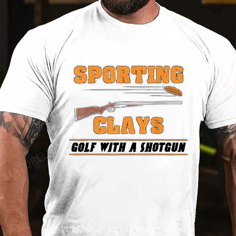 Maturelion Men's T-shirt Golf With A Shotgun Cotton T-shirt