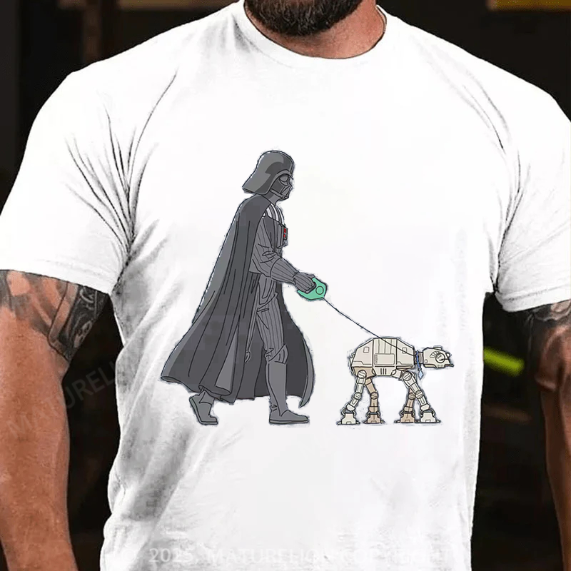 Maturelion Men's T-Shirt Darth Vader AT-AT Walker Cotton T-Shirt