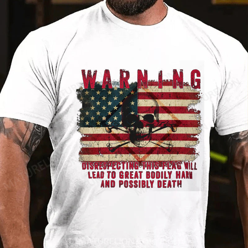 Maturelion Men's T-shirt Warning Made To Order Patriotic Cotton T-shirt