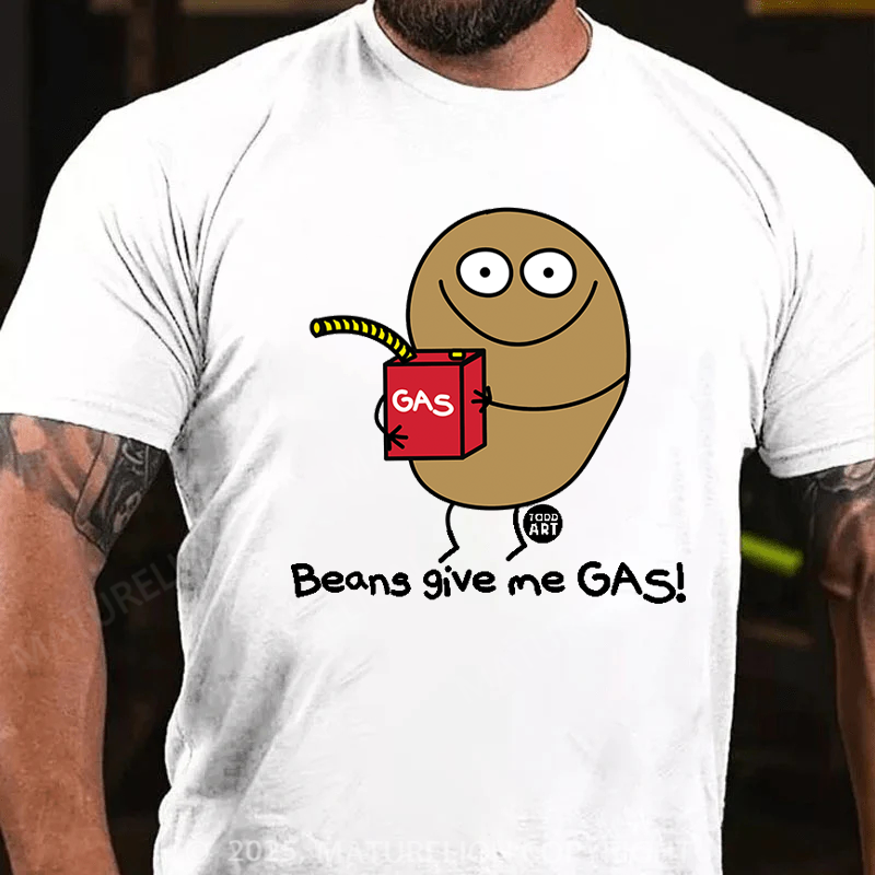 Maturelion Men's T-Shirt Beans Give Me Gas Cotton T-shirt