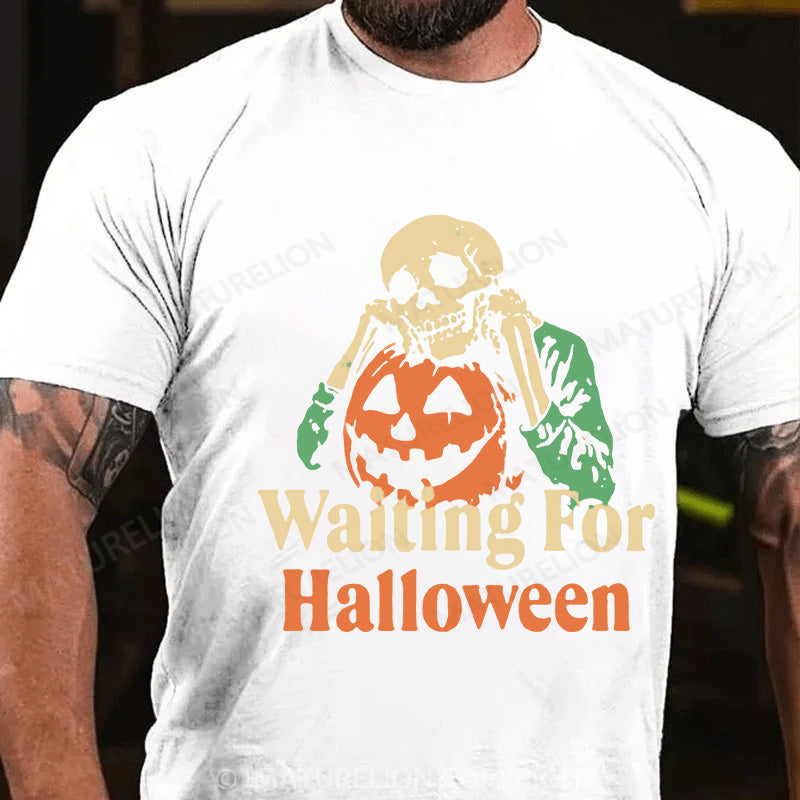 Maturelion Men's T-shirt Waiting For Halloween Cotton T-shirt