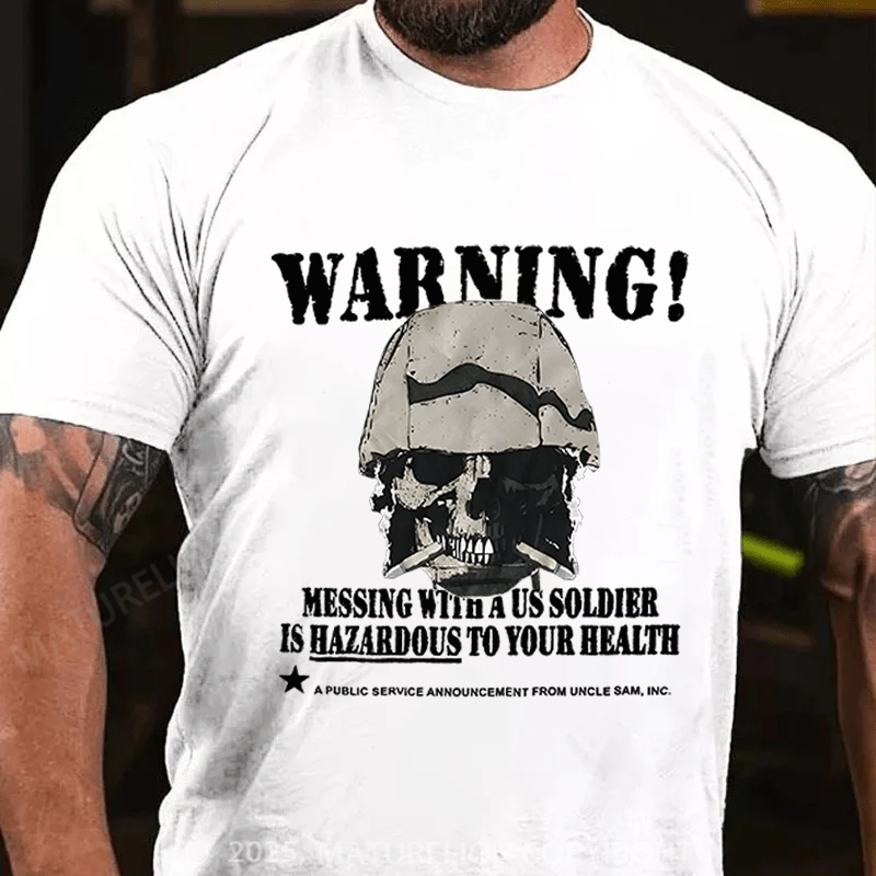 Maturelion Men's T-Shirt Military Graphic Skull Cotton T-Shirt