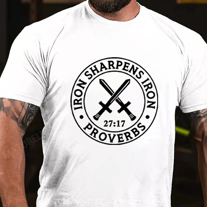 Maturelion Men's T-shirt Iron Sharpens Iron Cotton T-shirt
