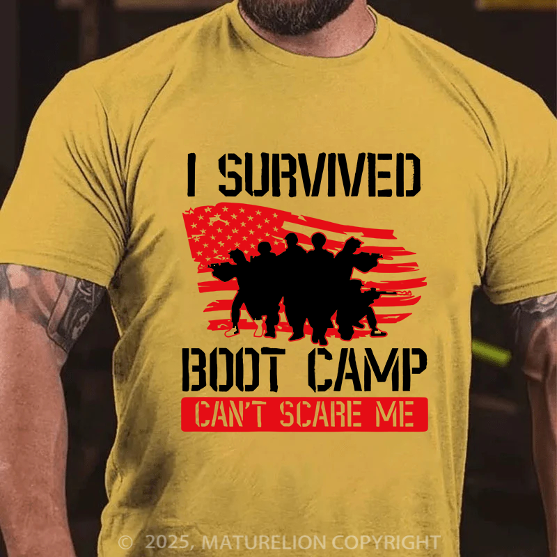 Maturelion Men's T-Shirt I Survived Boot Camp Can'T Scare Me Cotton T-Shirt