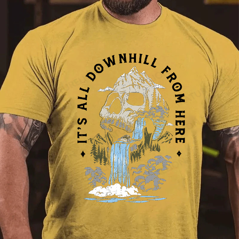 Maturelion Men's T-Shirt It's All Downhill From Here Cotton T-Shirt
