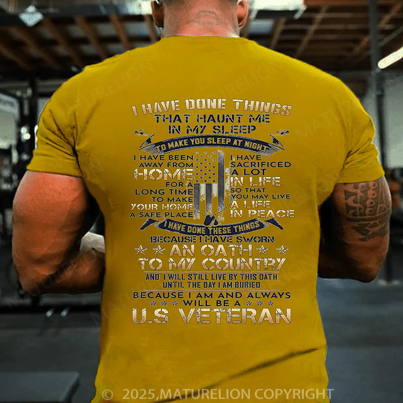 Maturelion Men's T-shirt US Veteran Cotton T-shirt