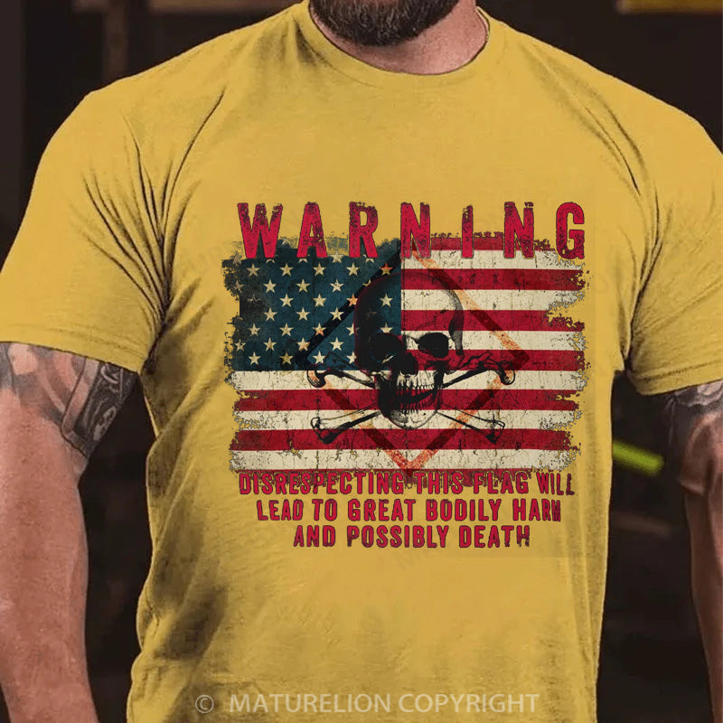 Maturelion Men's T-shirt Warning Made To Order Patriotic Cotton T-shirt