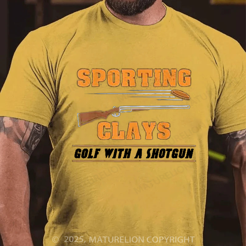 Maturelion Men's T-shirt Golf With A Shotgun Cotton T-shirt