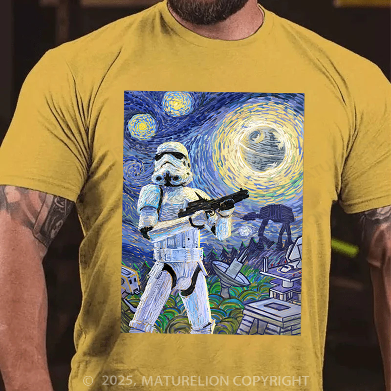 Maturelion Men's T-Shirt Star Wars Stormtrooper Starry Night Cotton T-Shirt
