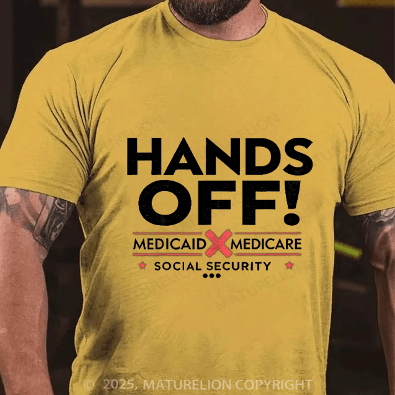 Maturelion Men's T-shirt Hands Off Cotton T-shirt