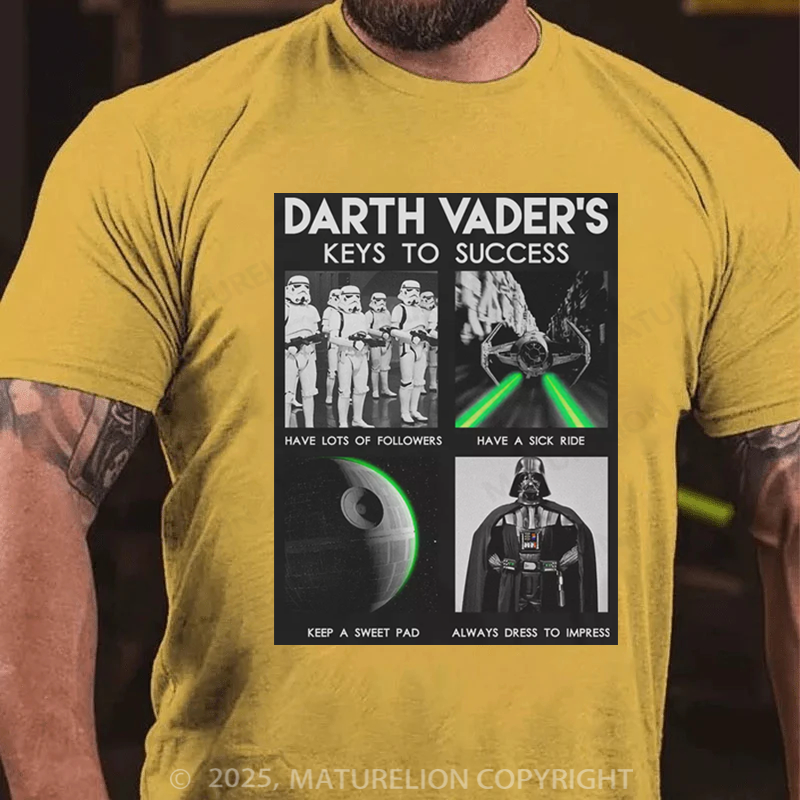 Maturelion Men's T-Shirt Darth Vader's Keys To Success Cotton T-Shirt
