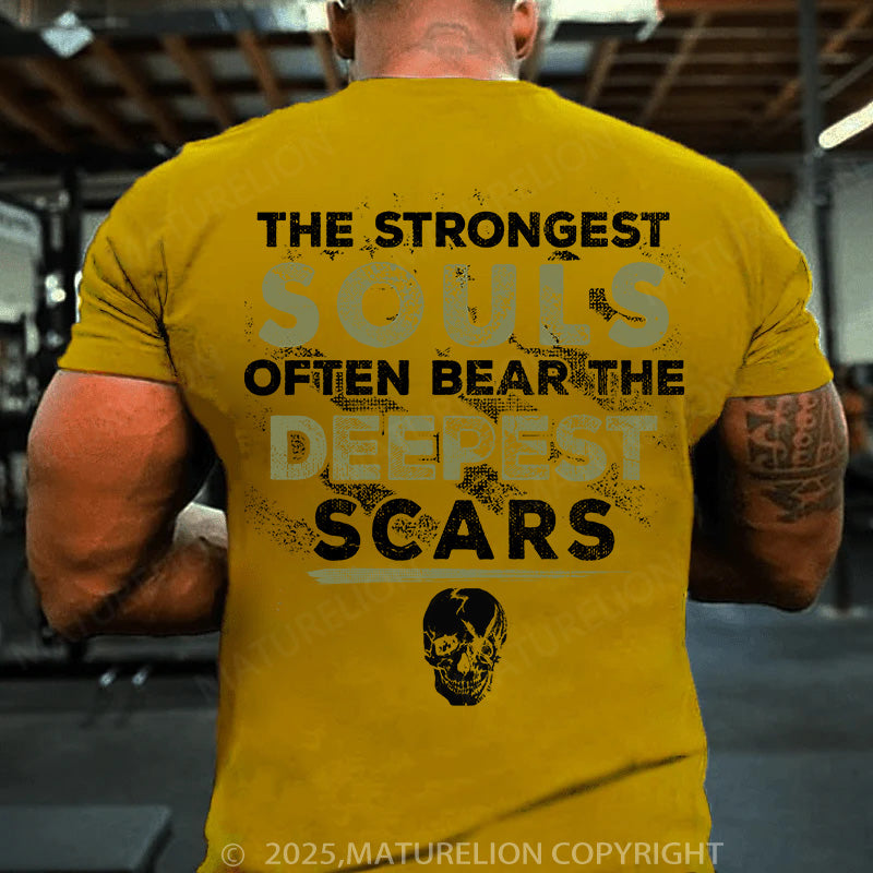 Maturelion Men's T-shirt The Strongest Souls Often Bear The Deepest Scars Cotton T-shirt