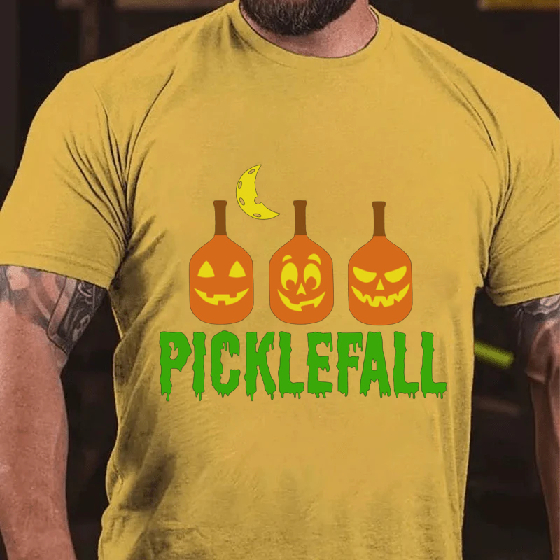 Maturelion Men's T-Shirt Happy Picklefall Halloween Cotton T-Shirt