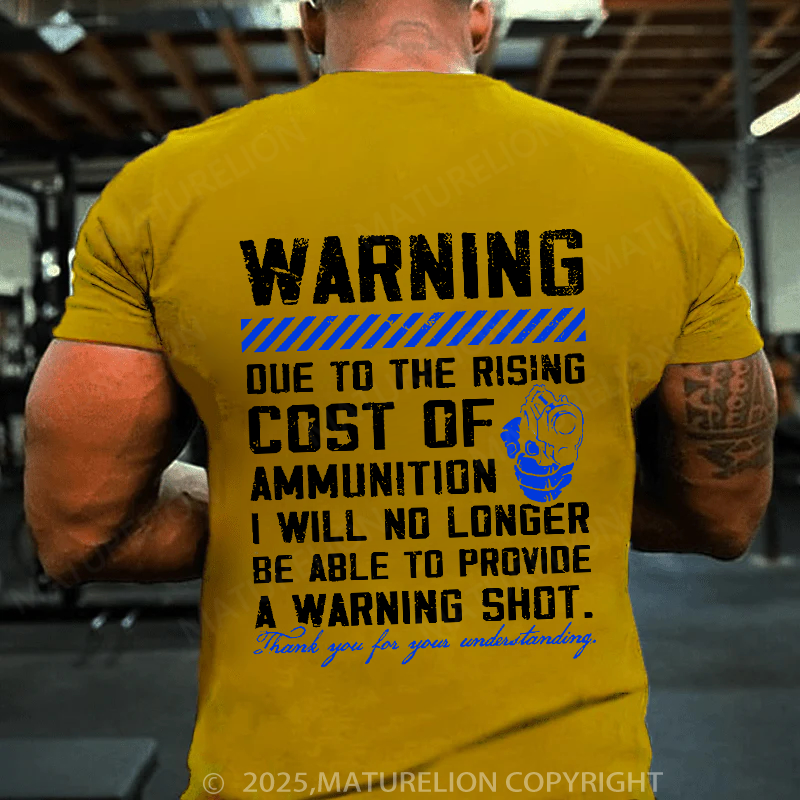 Maturelion Men's T-Shirt Warning Shot Cotton T-Shirt