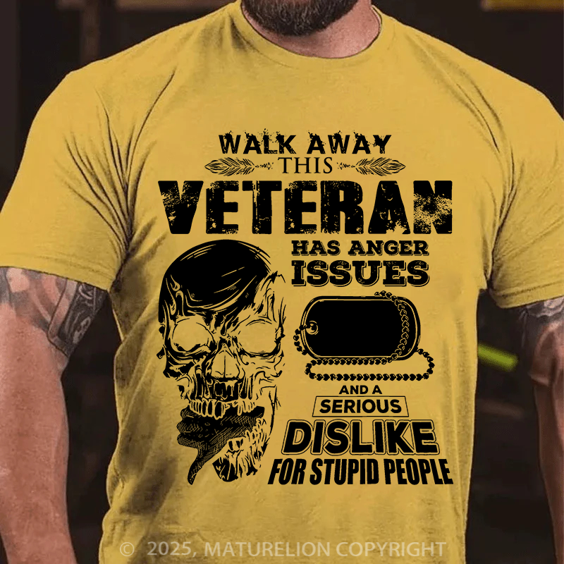 Maturelion Men's T-Shirt Veteran Skull Cotton T-Shirt
