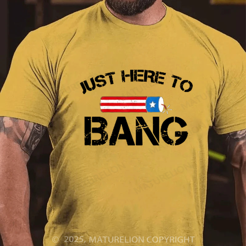 Maturelion Men's T-shirt Fireworks Just Here To Bang 4th Of July T-shirt