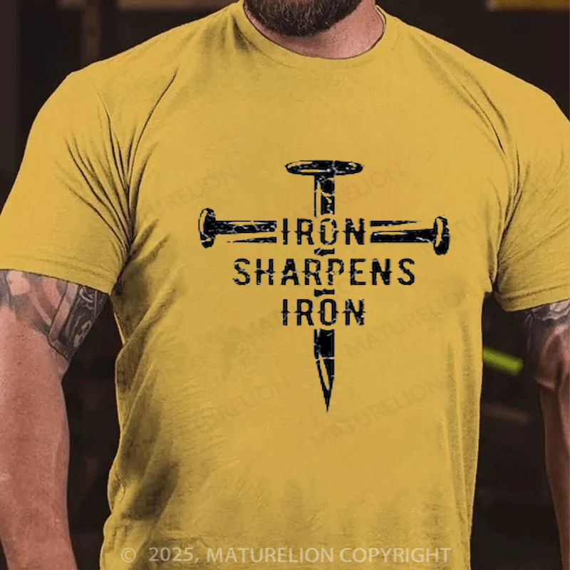 Maturelion Men's T-shirt Iron Sharpens Iron Cotton T-shirt