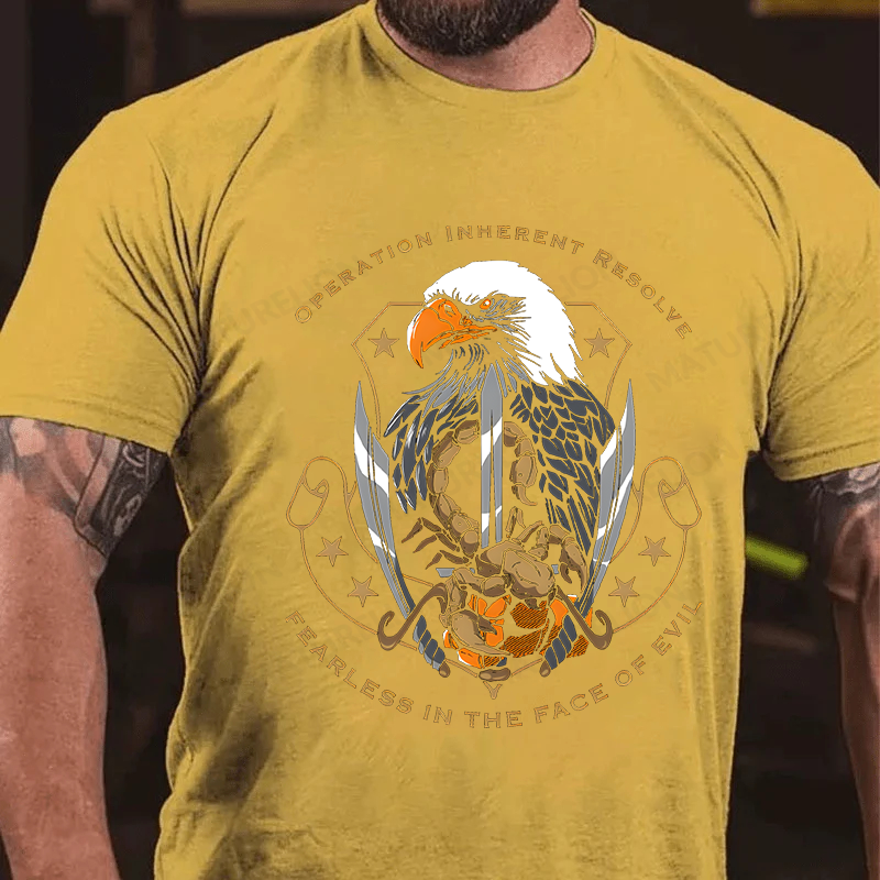 Maturelion Men's T-Shirt Operation Inherent Resolve Fearless In The Face Of Evil Cotton T-Shirt
