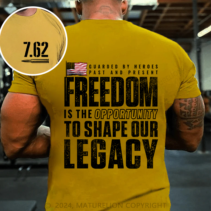 Maturelion Men's T-Shirt Freedom Guarded by Heroes Vintage Cotton T-Shirt