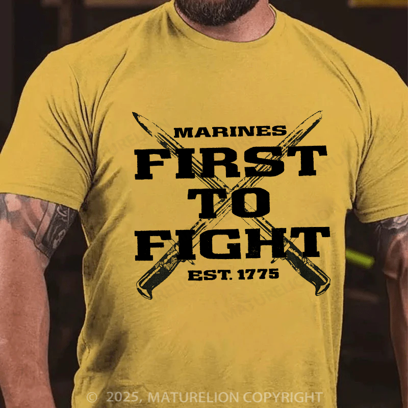 Maturelion Men's T-Shirt First To Fight Military Cotton T-Shirt