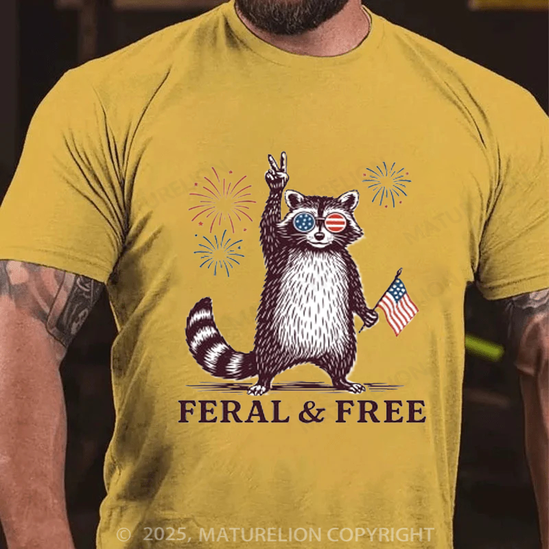 Maturelion Men's T-shirt feral-and-free 4th Of July T-shirt