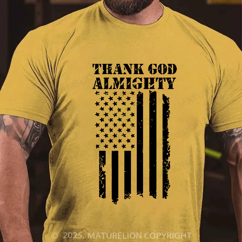 Maturelion Men's T-shirt Thank God Almighty Cotton T-shirt