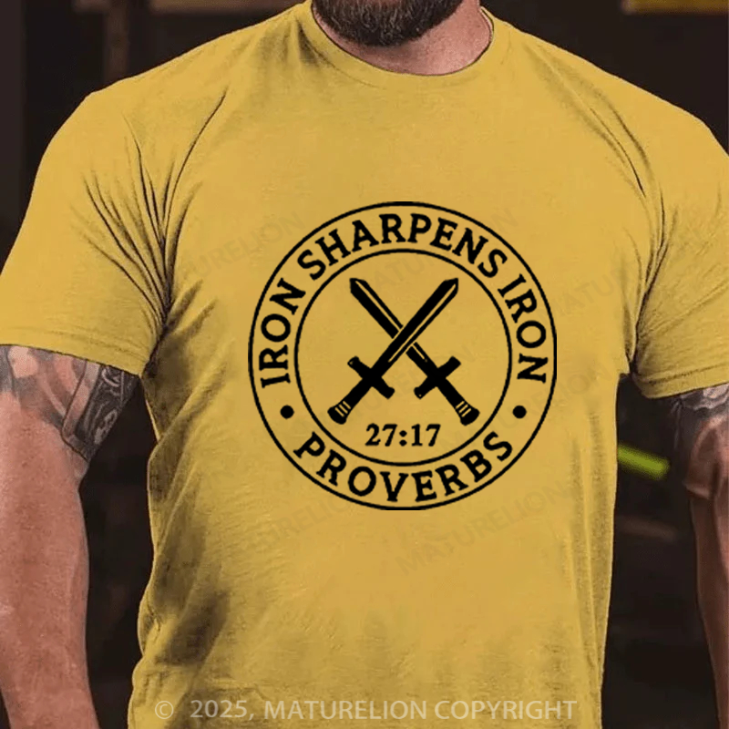 Maturelion Men's T-shirt Iron Sharpens Iron Cotton T-shirt