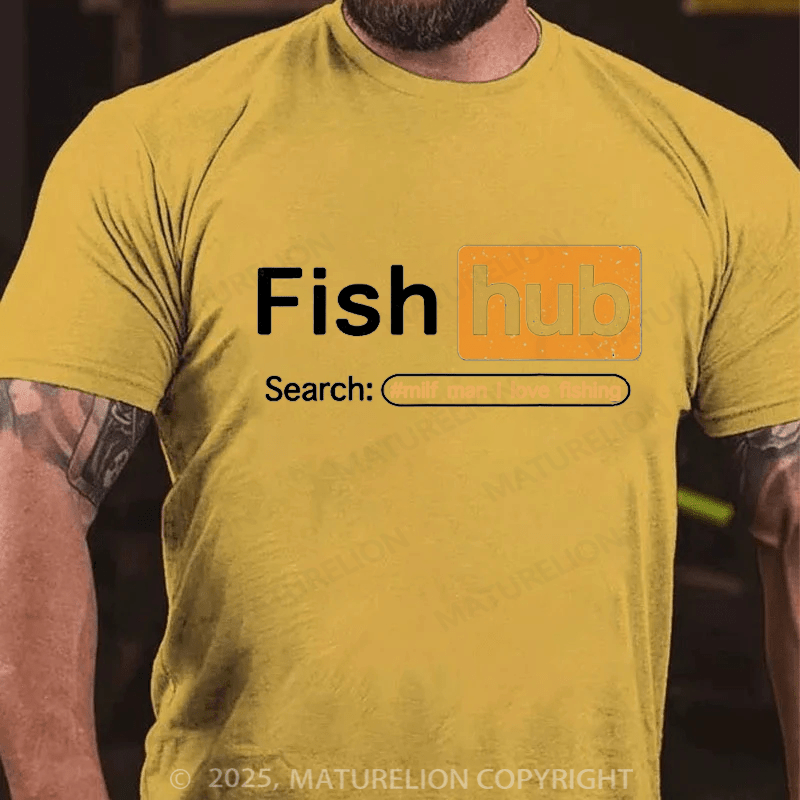 Maturelion Men's T-shirt Fish Hub Cotton T-shirt