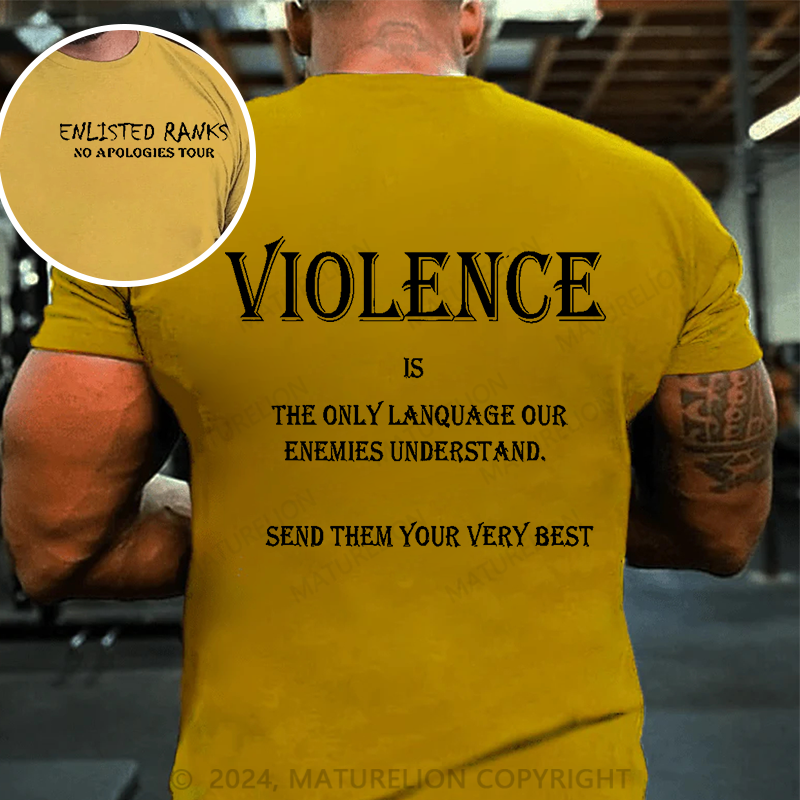 Maturelion Men's T-Shirt Violence Cotton T-Shirt