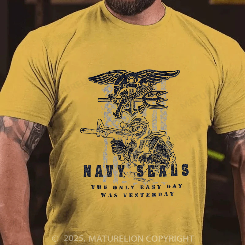 Maturelion Men's T-shirt Navy Seals Easy Day Cotton T-shirt