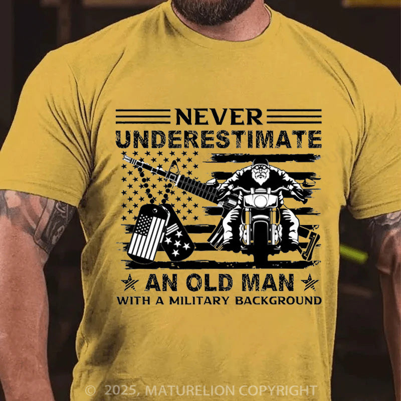 Maturelion Men's T-shirt Never Underestimate an Old Man with a Military Cotton T-shirt