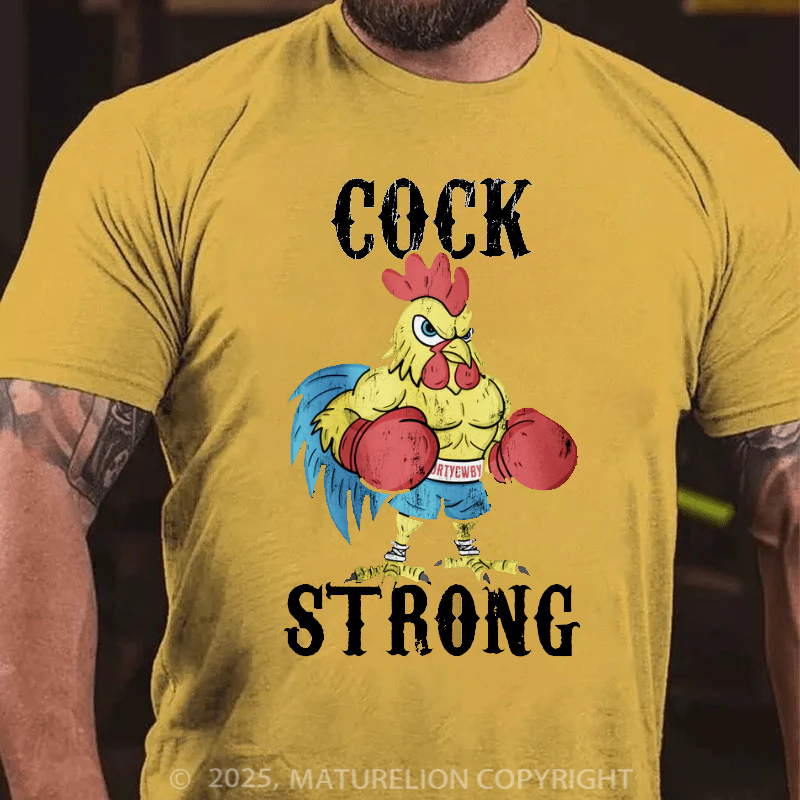 Maturelion Men's T-Shirt Boxing Chicken Cck Strong Cotton T-Shirt