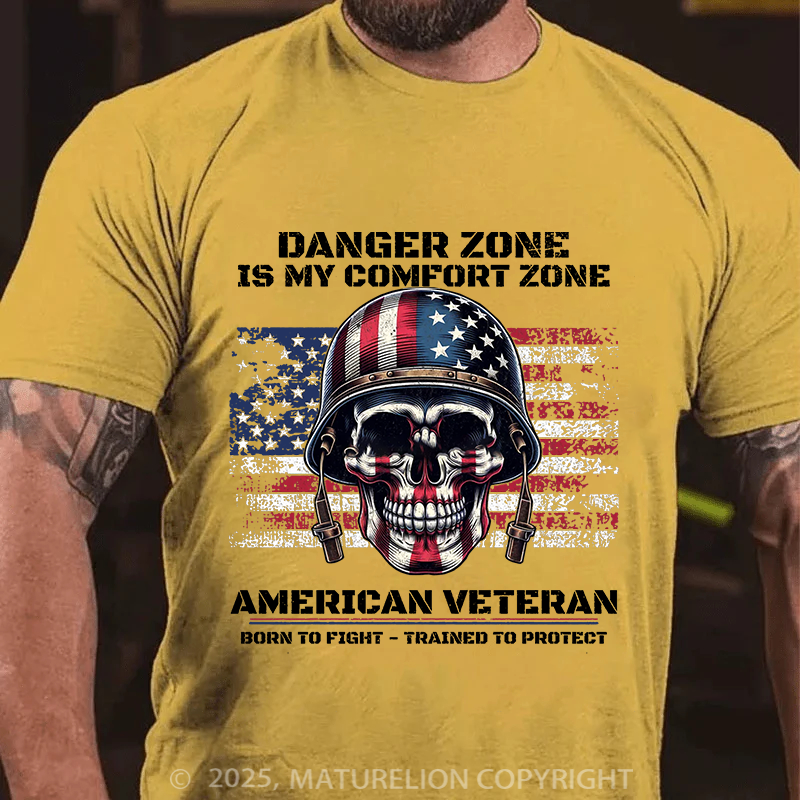 Maturelion Men's T-Shirt Veteran American Flag Cotton T-Shirt