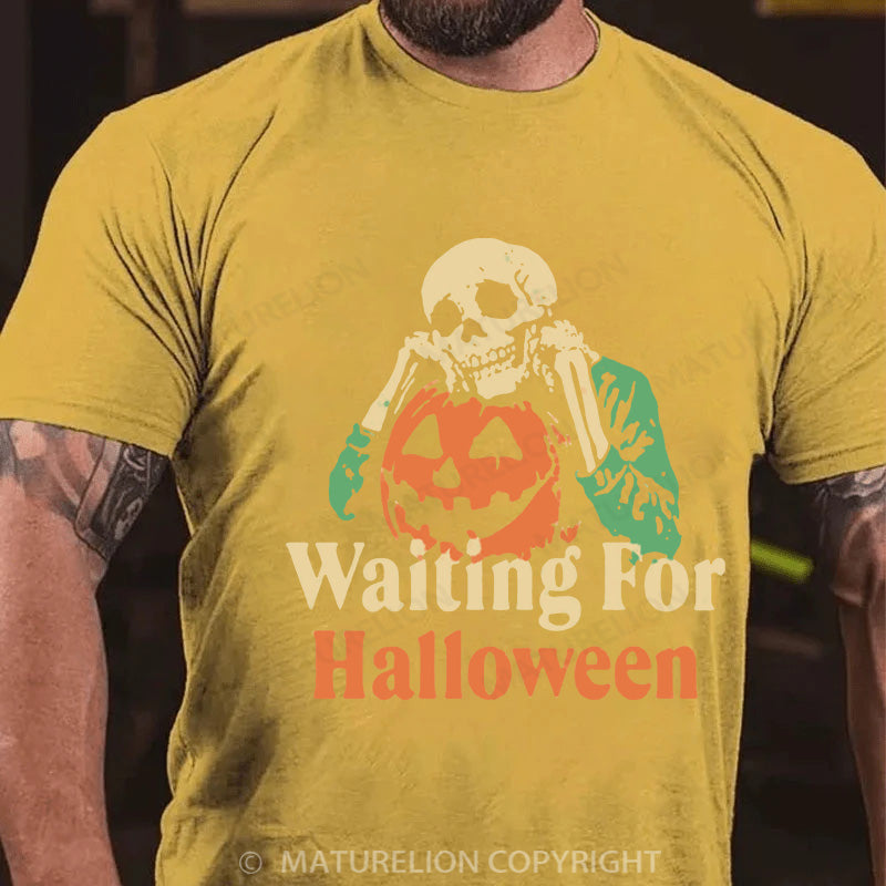 Maturelion Men's T-shirt Waiting For Halloween Cotton T-shirt
