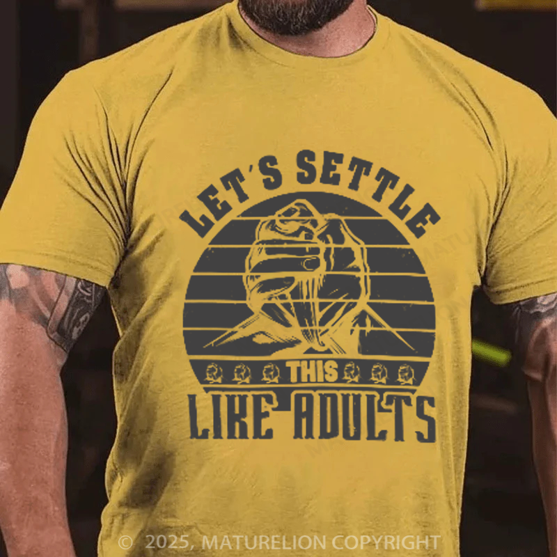 Maturelion Men's T-Shirt Arm Wrestling Funny Saying Let Settle like adults Cotton T-Shirt