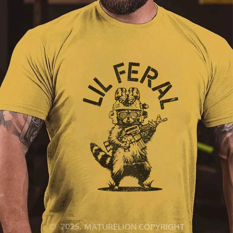 Maturelion Men's T-Shirt Lil Feral Raccoon Cotton T-Shirt