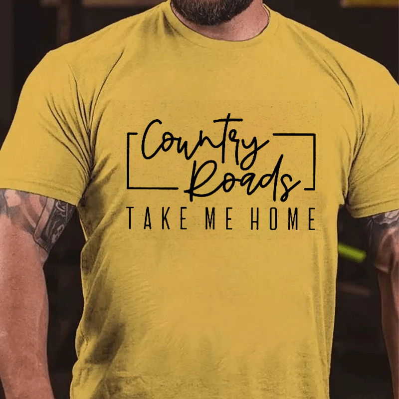 Maturelion Men's T-Shirt Country Music Country Roads Take Me Home Cotton T-Shirt